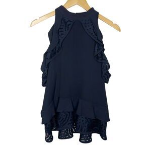 Anthropologie Guest Editor lace ruffle tank black size medium